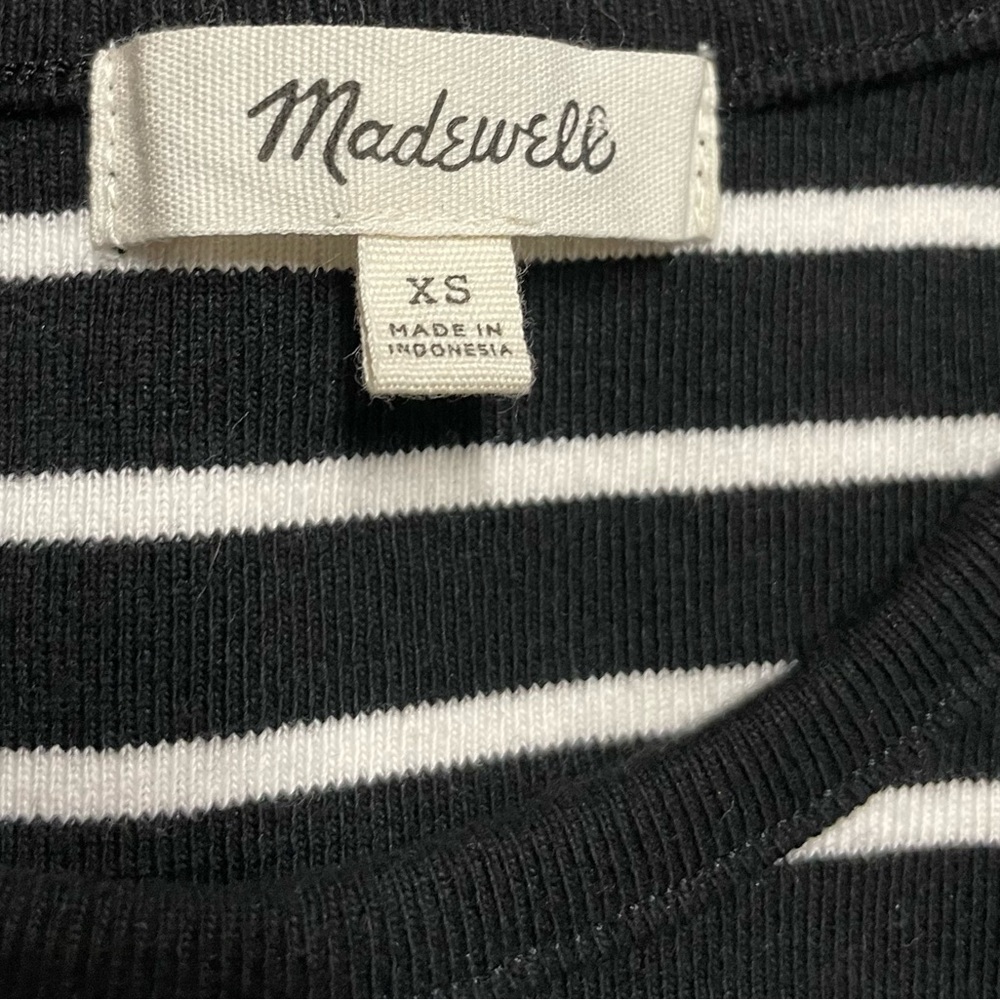 Madewell Striped Crop Top Tank Top Black/White XS - Picture 2 of 4